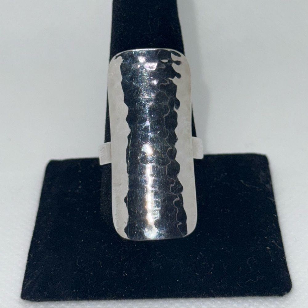 Silver Hammered Ring Sz 12